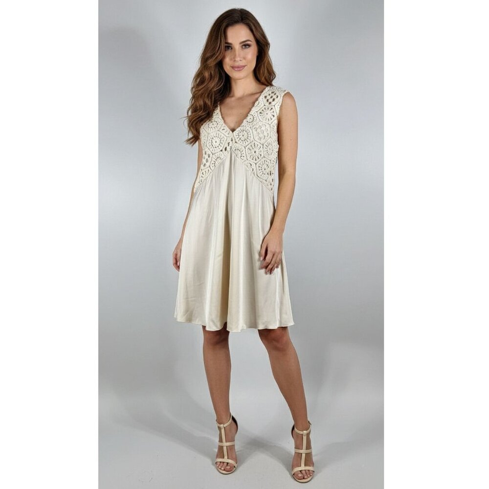 ROTATE Birger Christensen Florence Crochet & Satin Mini Dress, Womens Size 4